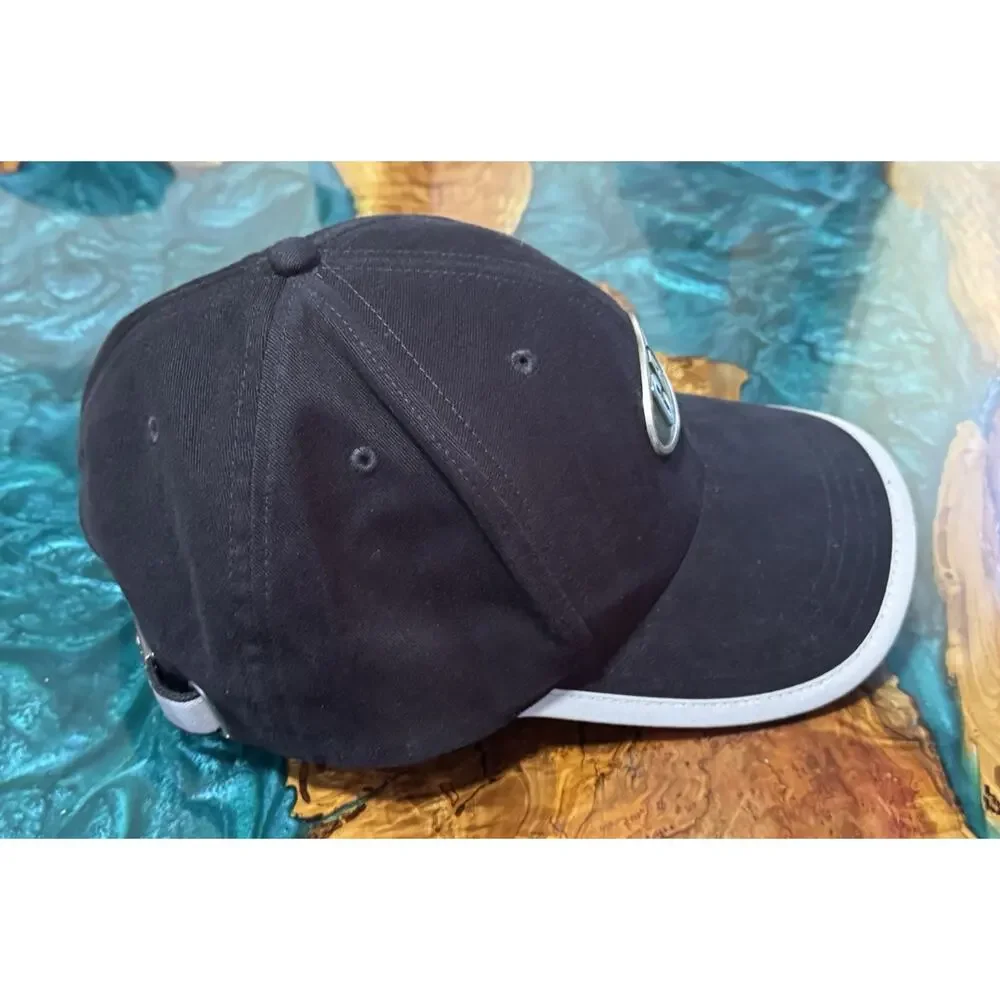 CAT Baseball Cap Adjustable Men's Black Gray Metallic Logo 100% Cotton Hat